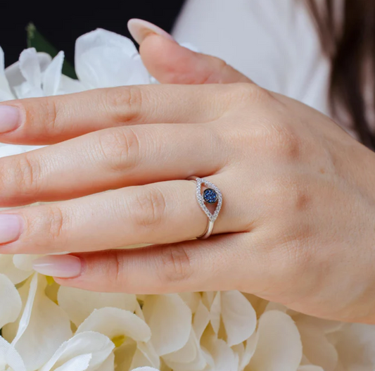 Sparkle Blue Evil Eye Ring .925 - 5