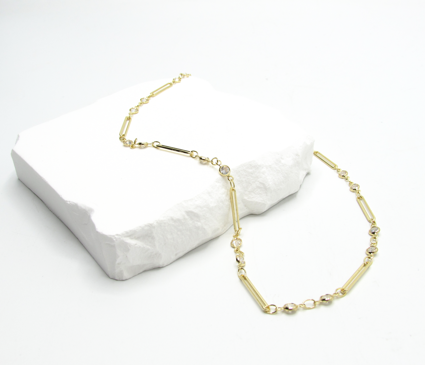 Sparkle CZ Paperclip Chain NK 14K GF