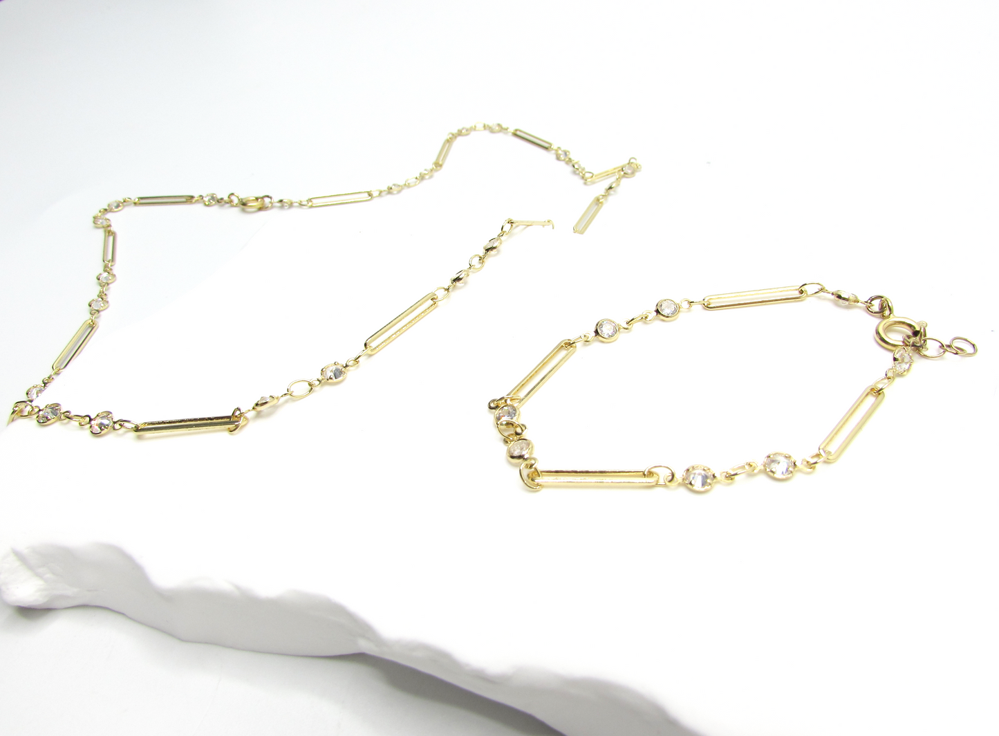 Sparkle CZ Paperclip Chain NK 14K GF