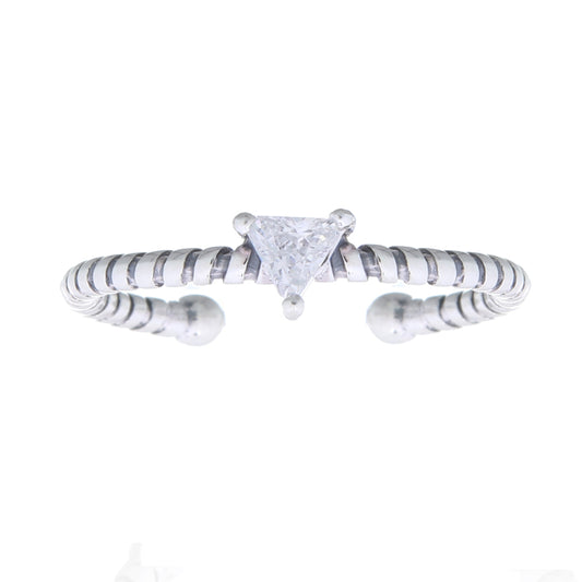 Triangle Crystal Banded Toe Ring .925