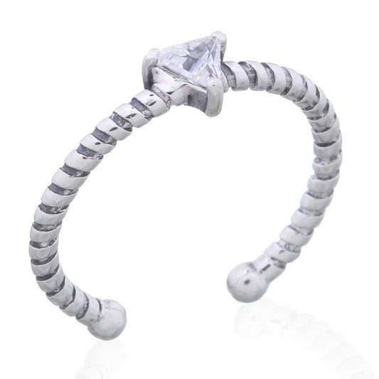 Triangle Crystal Banded Toe Ring .925