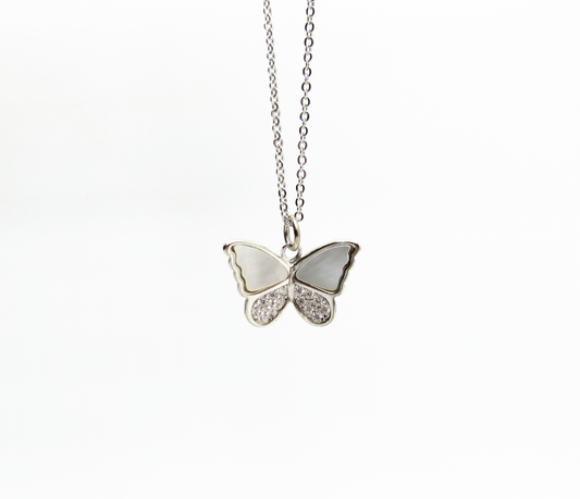 MOP CZ Butterfly Necklace .925