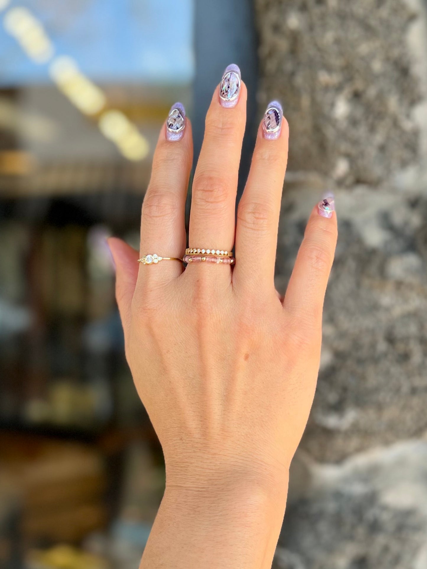 Strawberry Quartz Stretch Ring 14K GF