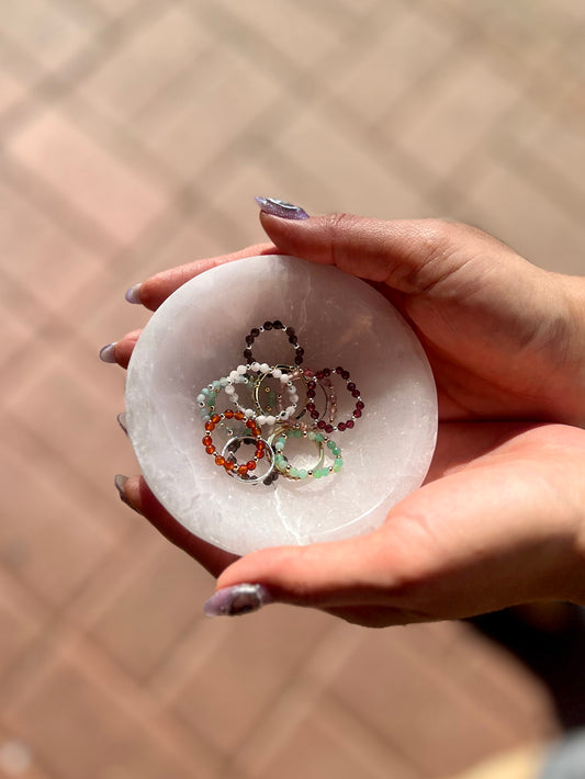 Rhodochrosite Stretch Ring .925