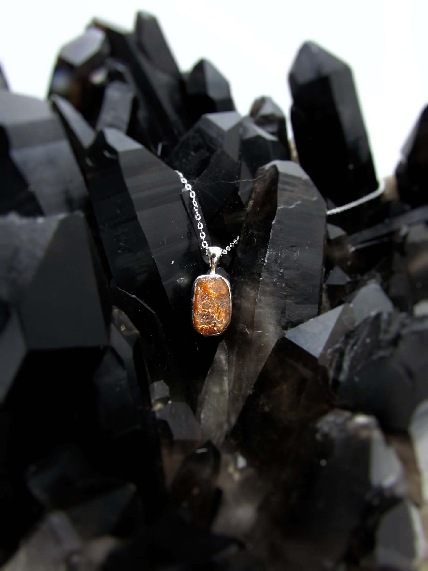 Grade A Natural Sunstone Freeform Pendant – Sterling Silver .925