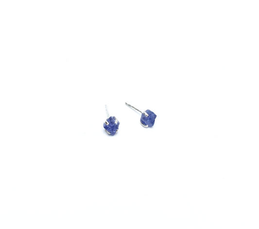 Tanzanite Birthstone Stud Earrings – Sterling Silver