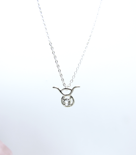 Taurus Zodiac Pendant - White Topaz – Sterling Silver