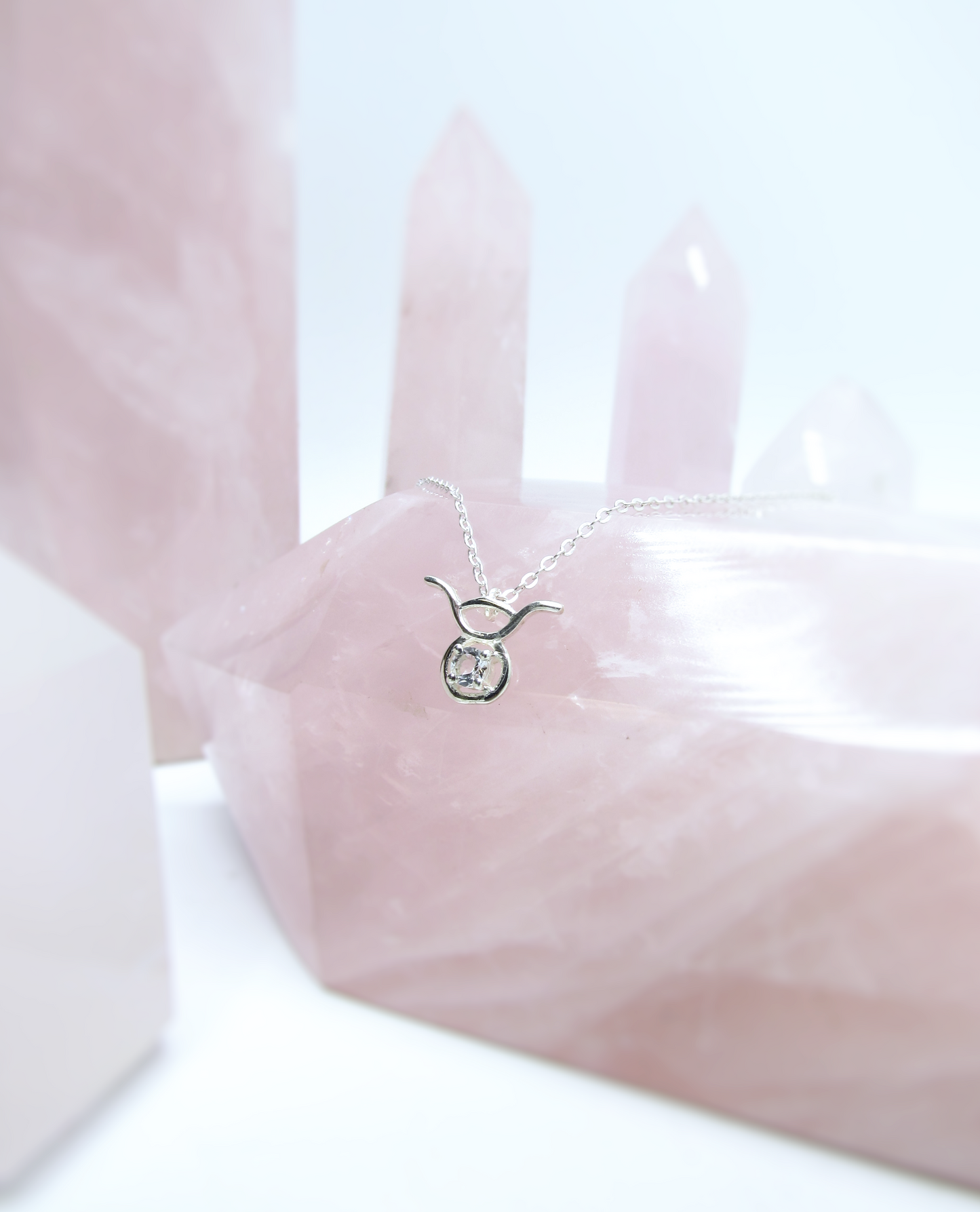 Taurus Zodiac Pendant - White Topaz – Sterling Silver