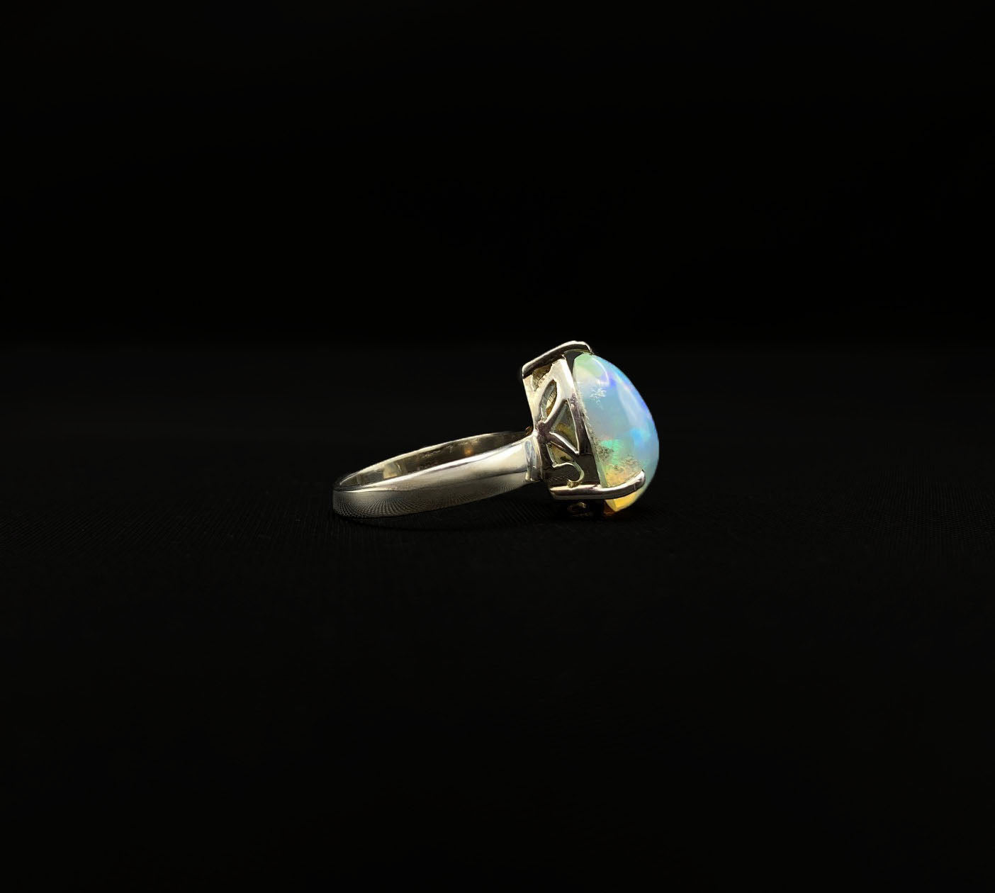 Ethiopian Opal Teardrop Ring .925 - 6