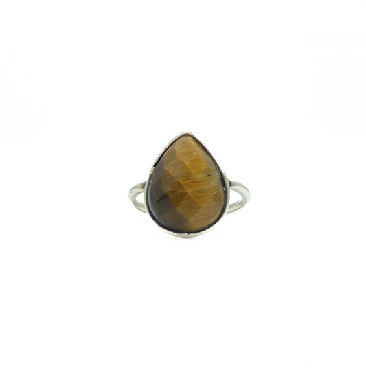 Faceted Tigers Eye Crystal Collection Ring .925