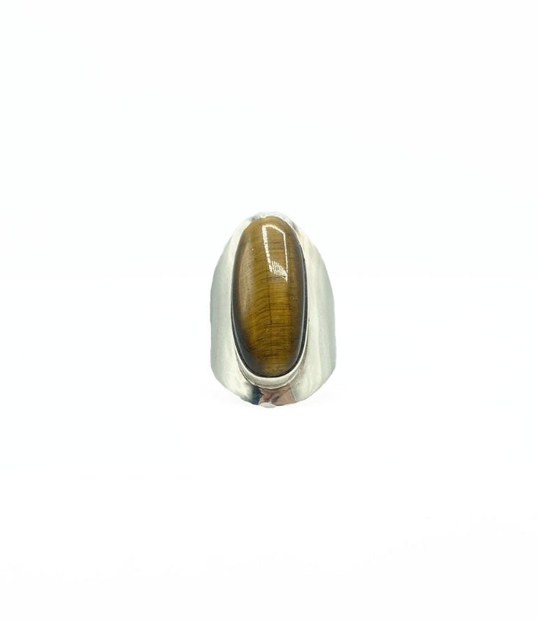 Tigers' Eye Oval Cocktail Ring .925