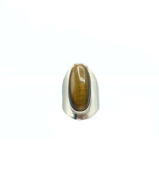 Tigers Eye Oval Cocktail Ring .925