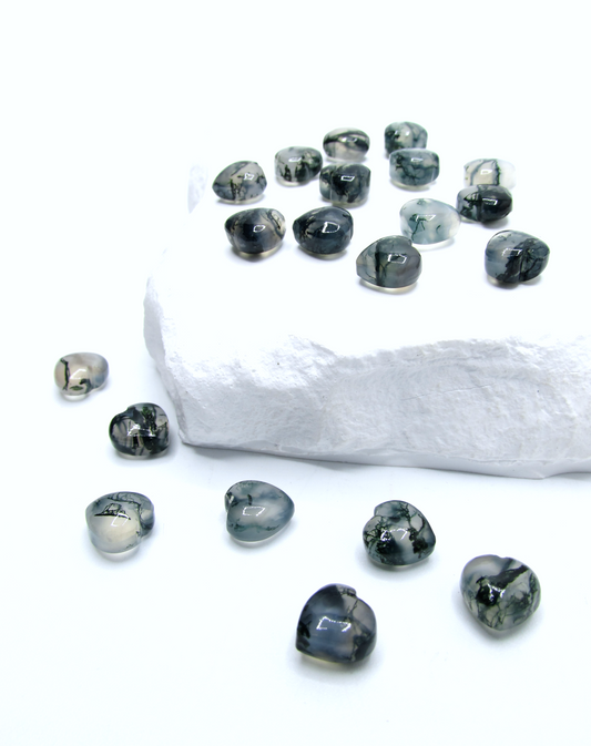 Moss Agate Micro Heart