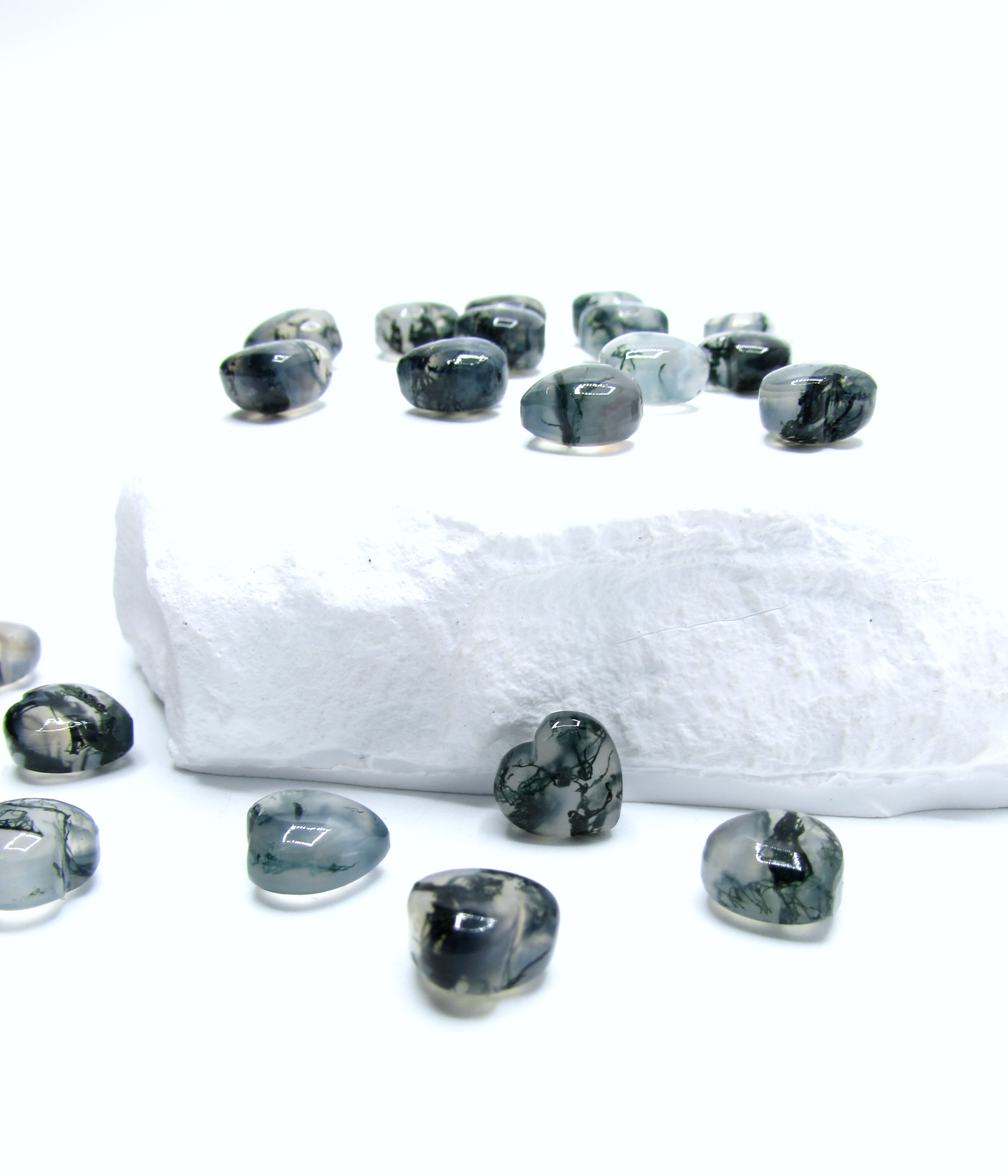 Moss Agate Micro Heart