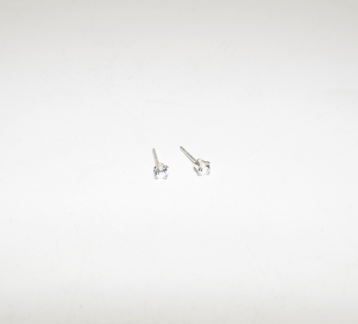 White Topaz Birthstone Stud Earrings – Sterling Silver