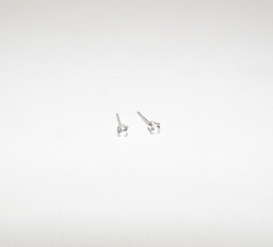 White Topaz Birthstone Stud Earrings – Sterling Silver