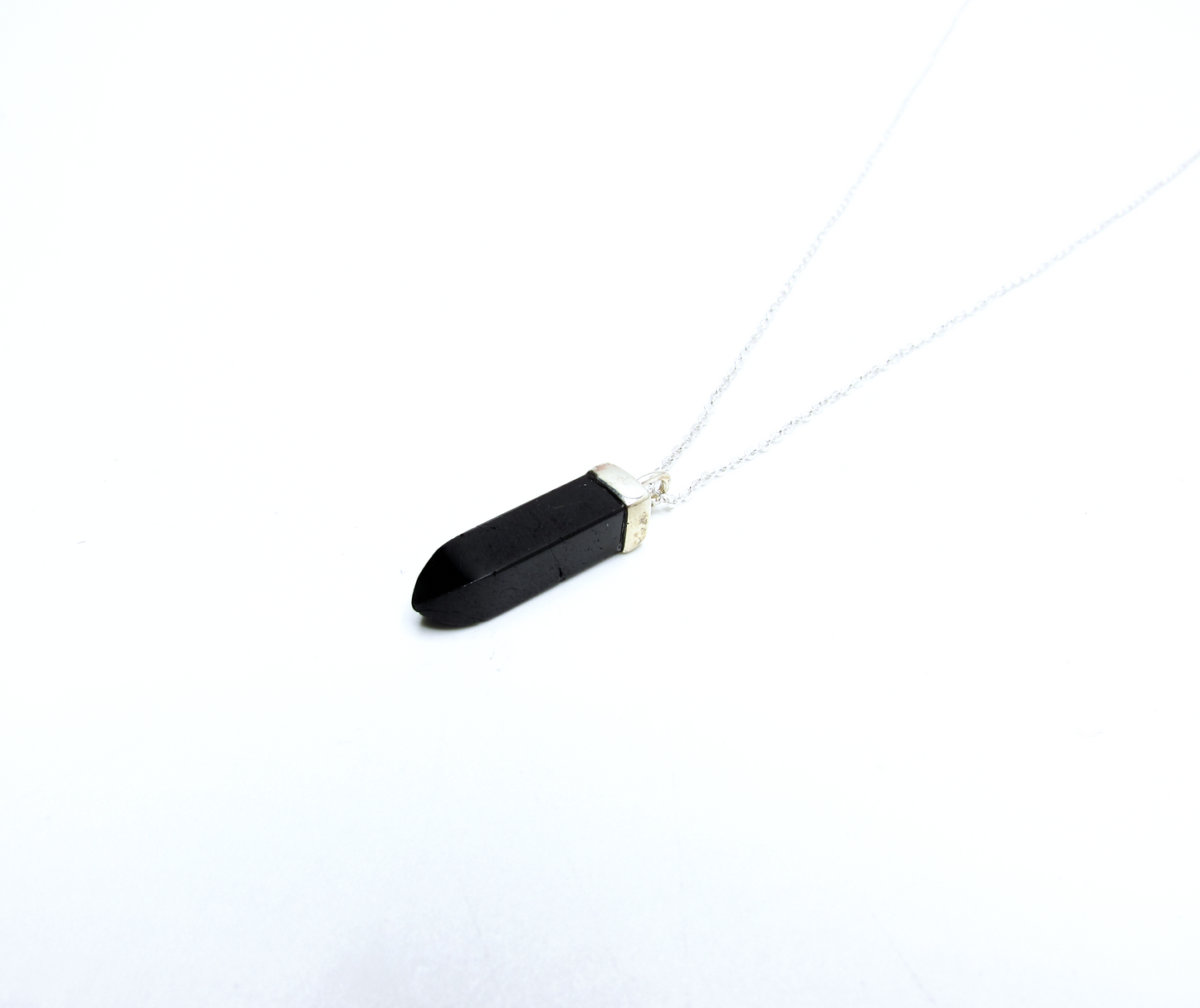 Black Tourmaline Point Pendant – Sterling Silver