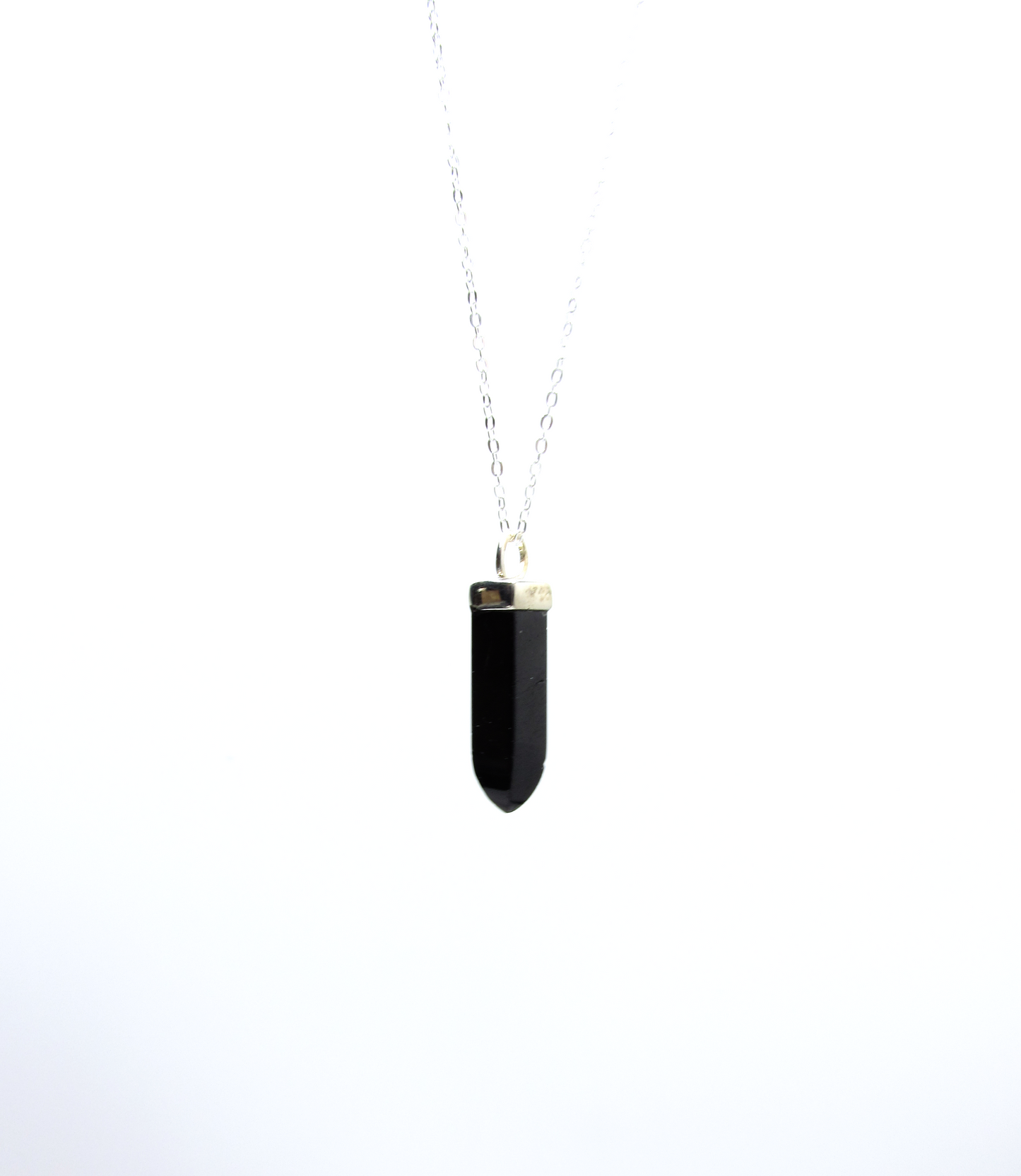 Black Tourmaline Point Pendant – Sterling Silver
