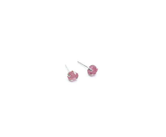 Watermelon Tourmaline Birthstone Stud Earrings – Sterling Silver