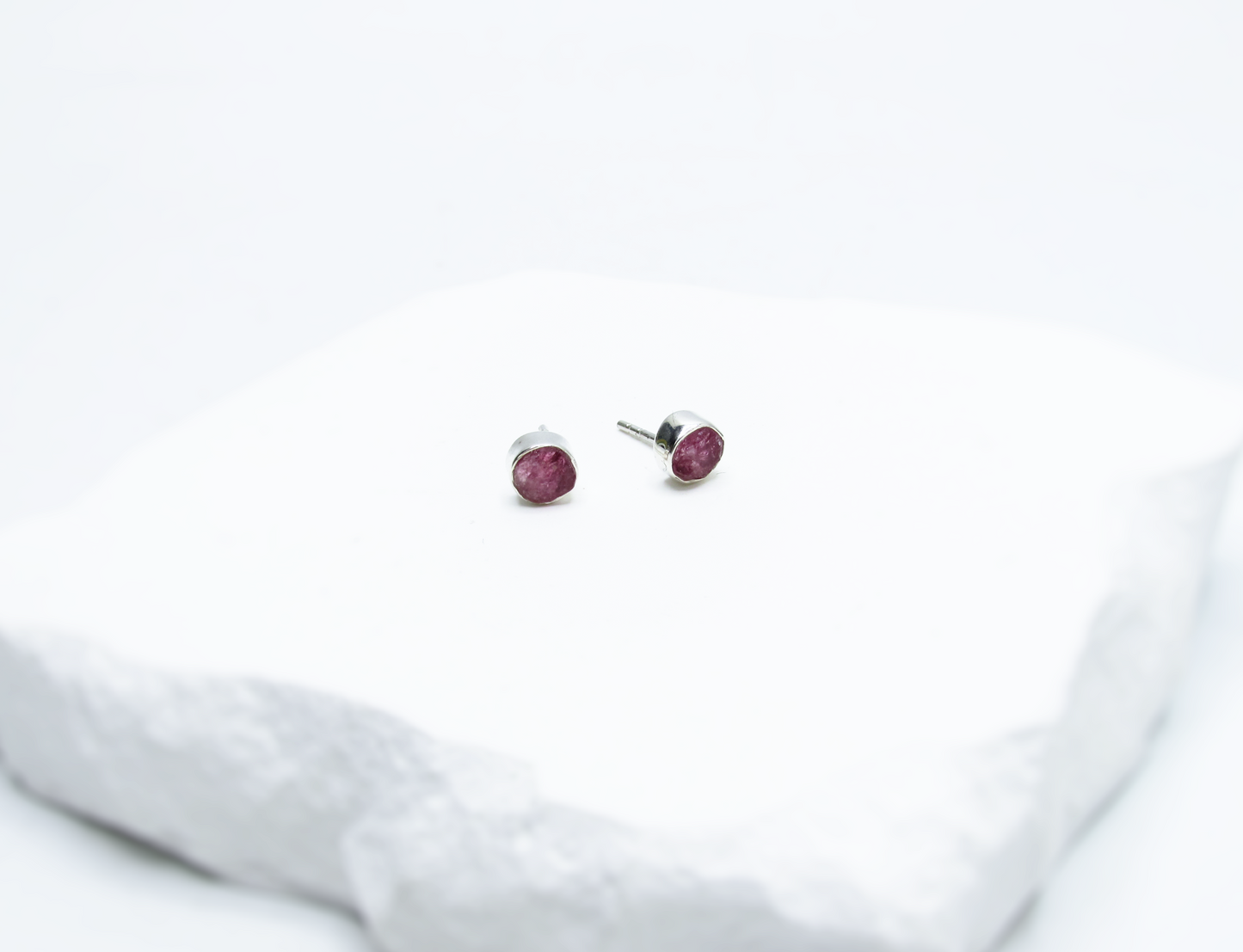 Watermelon Tourmaline Birthstone Stud Earrings – Sterling Silver