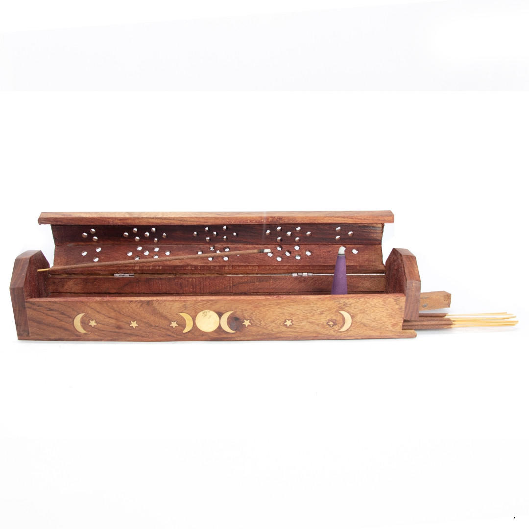 Handcrafted Triple Moon Incense and Cone Coffin Burner