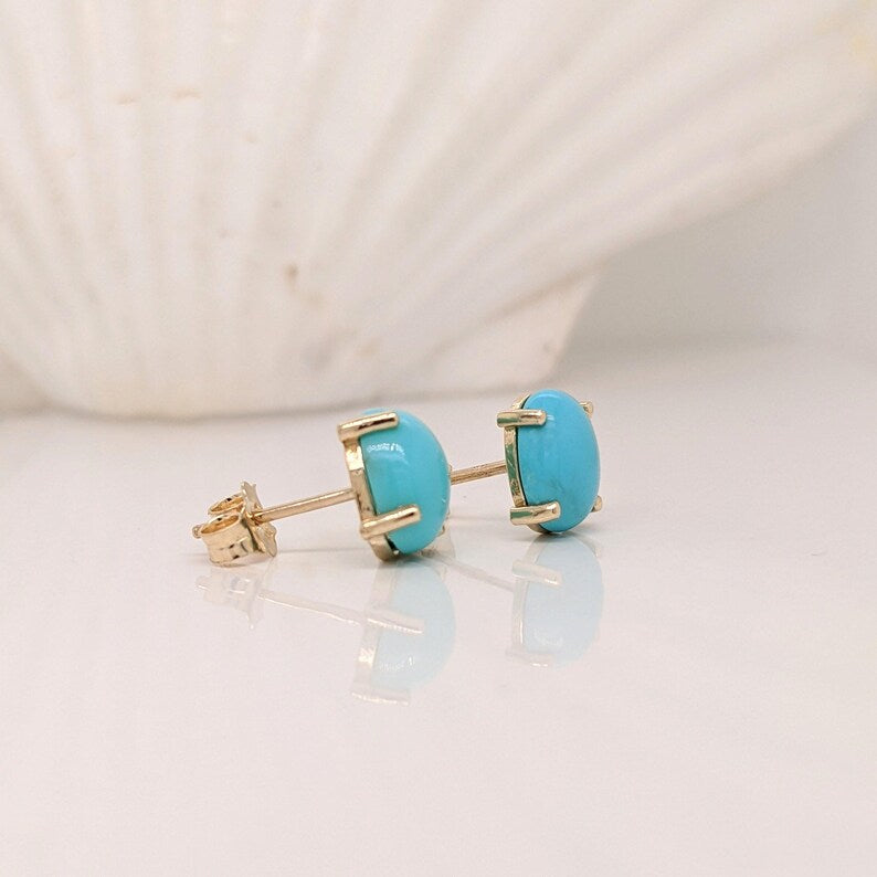 Turquoise Oval Studs .925