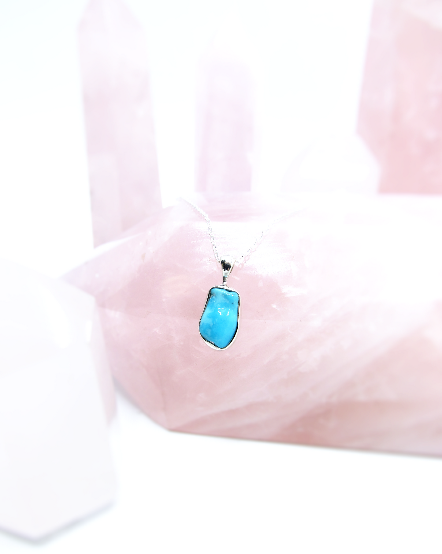 Kingman Turquoise Freeform Pendant – Sterling Silver .925