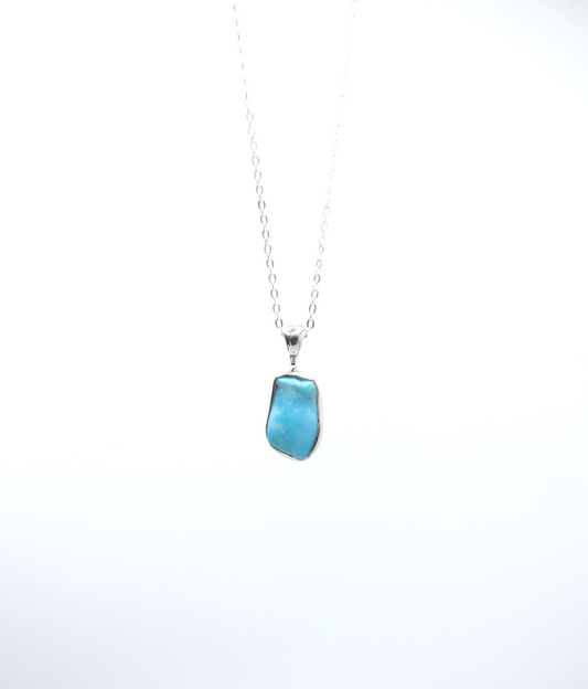 Kingman Turquoise Freeform Pendant – Sterling Silver .925