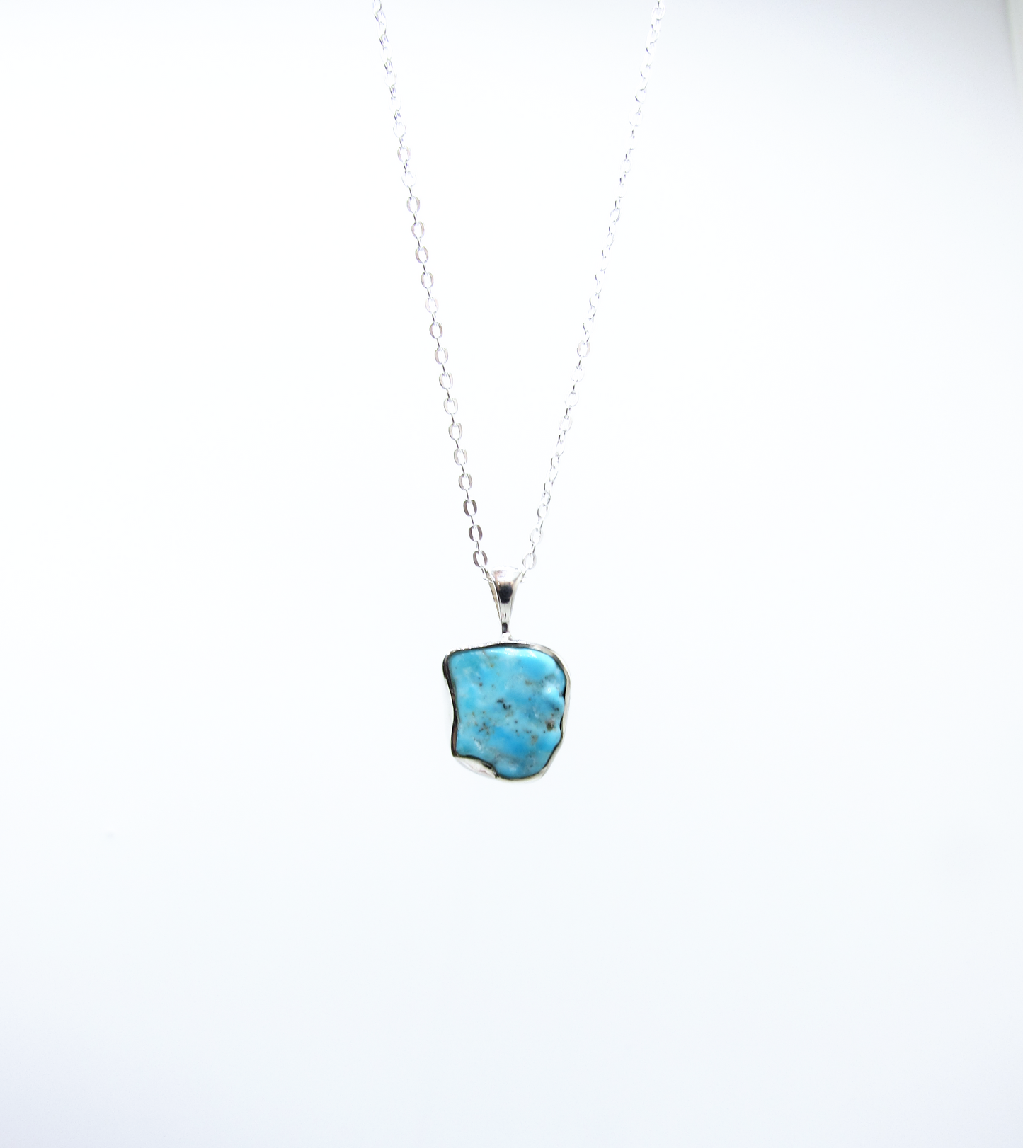 Kingman Turquoise Freeform Pendant – Sterling Silver .925