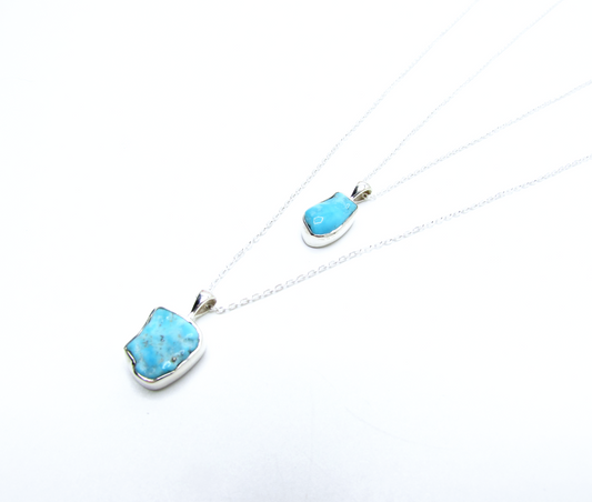 Kingman Turquoise Freeform Pendant – Sterling Silver .925