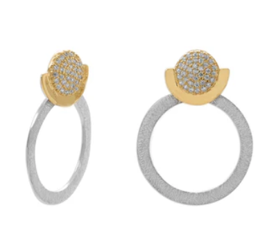 Two Tone CZ Pave Earrings