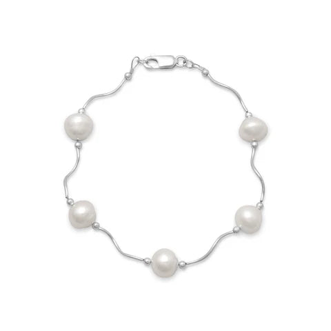 Wavy Pearl Bracelet .925