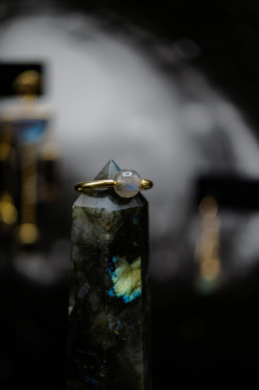 Labradorite Globe Ring 14K GP